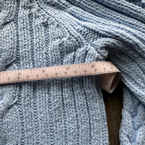 Lands end sky blue cable knit sweater size L/14-16 - Picture 6 of 7